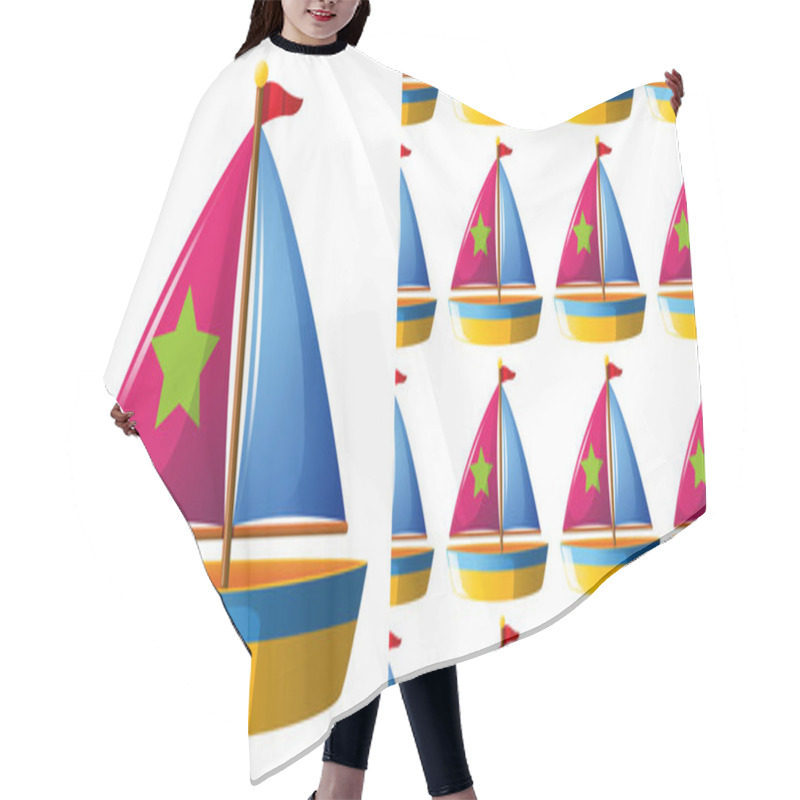 Personality  Seamless Background Design With Toy Boat Illustration Hair Cutting Cape