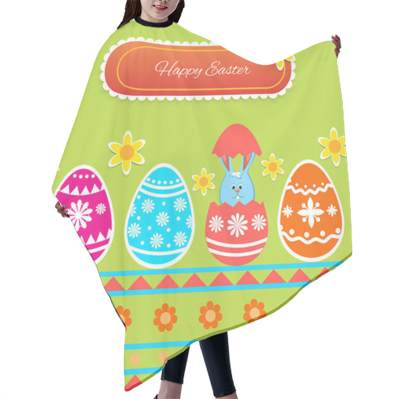 Personality  Happy Easter Card - Vector Illustration Hair Cutting Cape