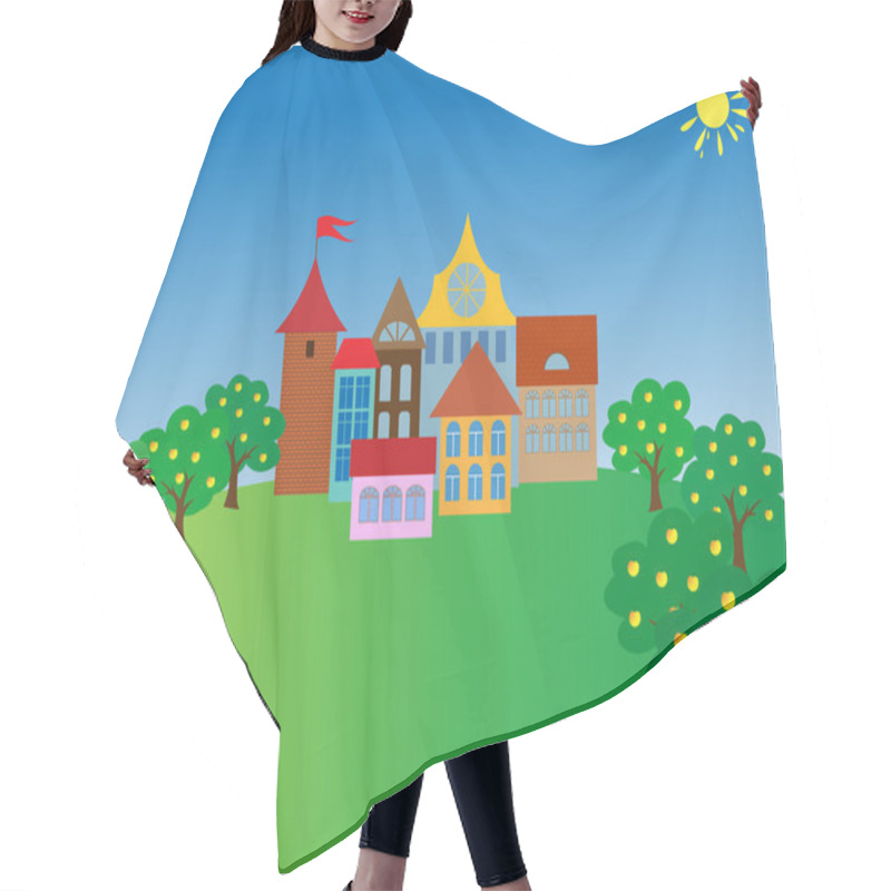 Personality  Cartoon Old Town. Hair Cutting Cape