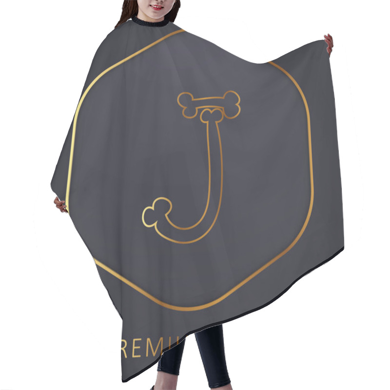 Personality  Bones Halloween Typography Letter J Golden Line Premium Logo Or Icon Hair Cutting Cape