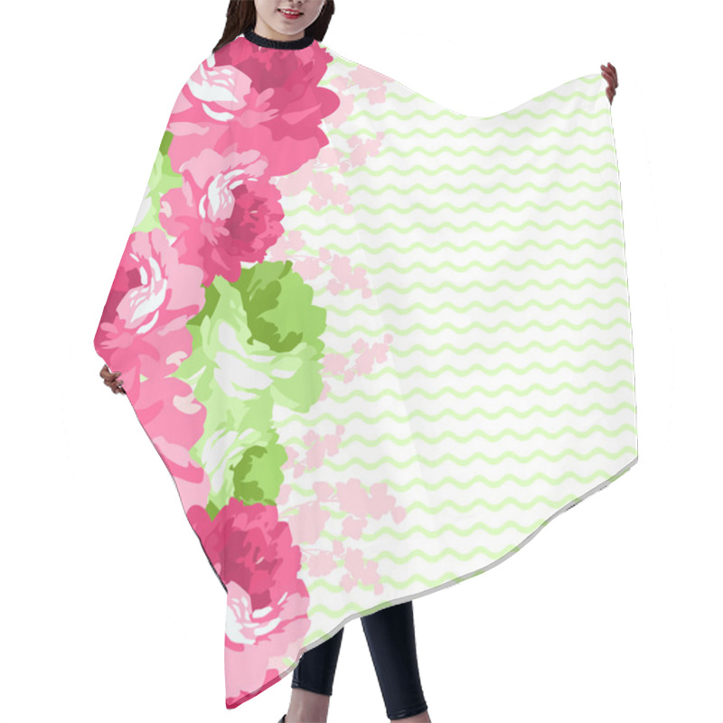 Personality  Floral Pattern With Pink  Roses Hair Cutting Cape