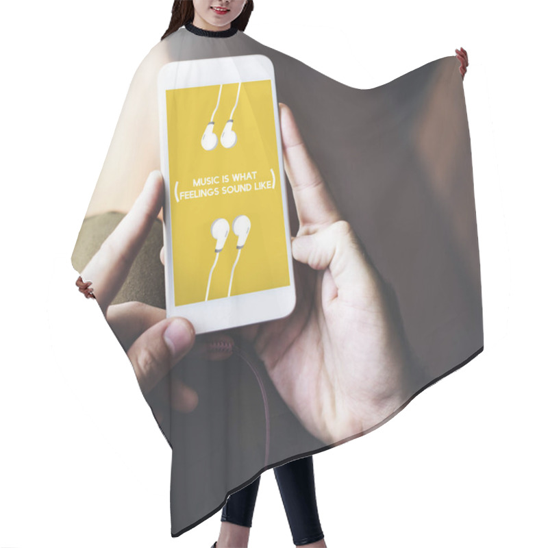 Personality  Person Holding Mobile Hair Cutting Cape