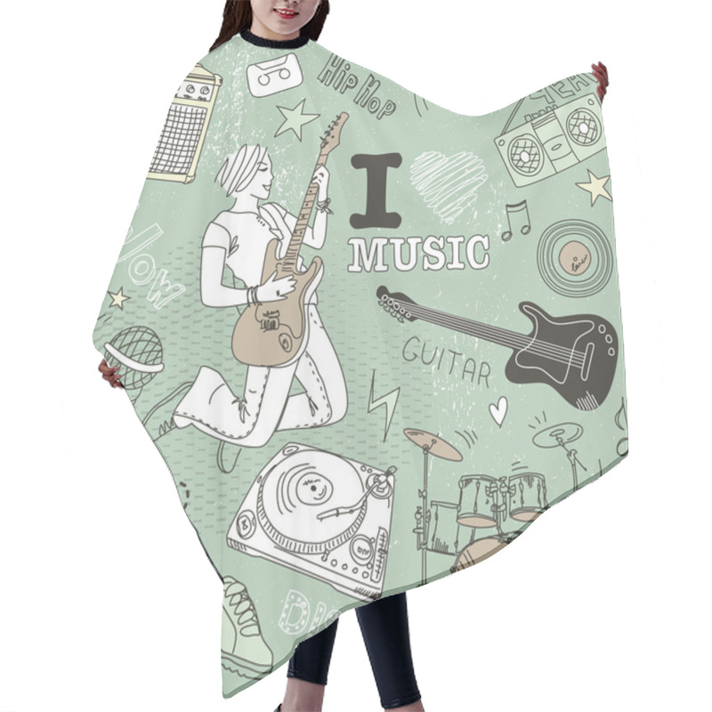 Personality  Music Doodles Hair Cutting Cape