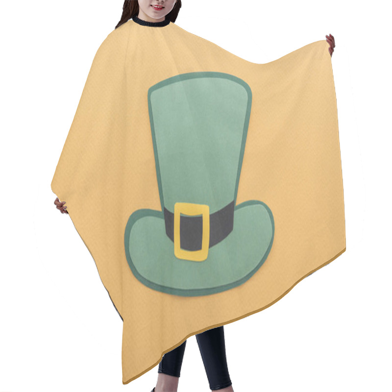 Personality  Top View Of Paper Hat Isolated On Orange, St Patrick Day Concept Hair Cutting Cape