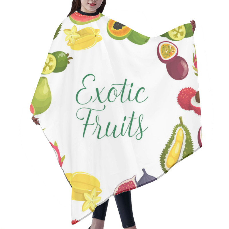 Personality  Vector Poster Of Exotic Fresh Tropical Fruits Hair Cutting Cape