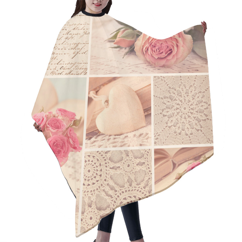 Personality  Collage Of Retro Photos Hair Cutting Cape