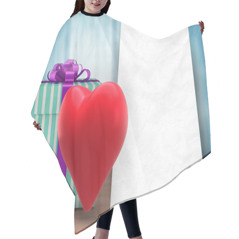 Personality  Composite Image Of Red Heart Hair Cutting Cape