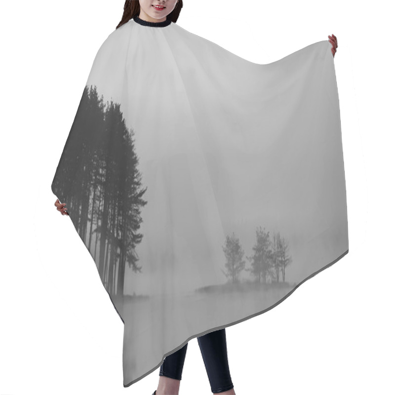 Personality  Bw Misty Lake Hair Cutting Cape