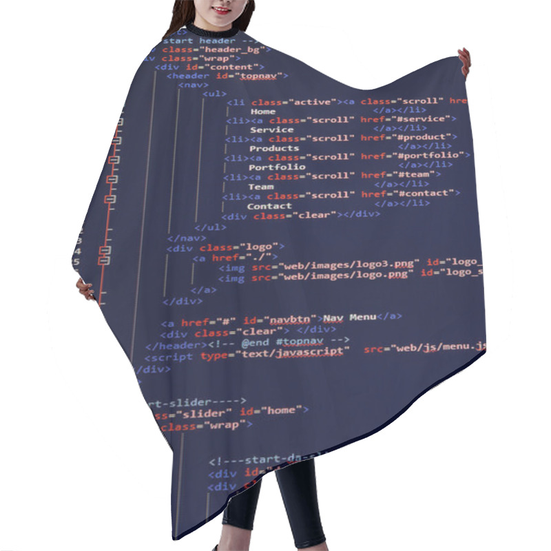 Personality  Website Development - Programming Code On Computer Screen Hair Cutting Cape