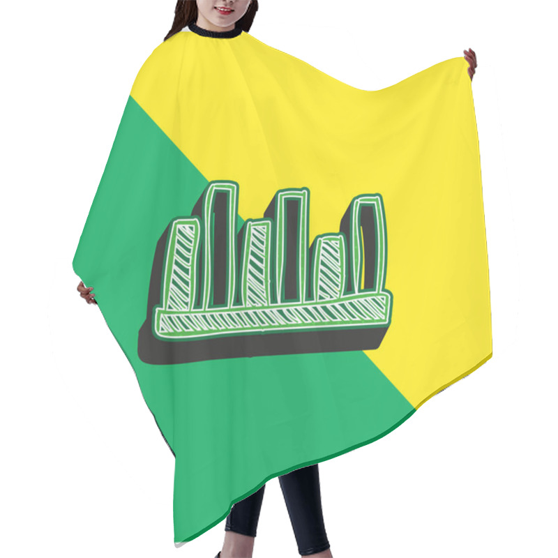 Personality  Bars Graphic Of Comparison Green And Yellow Modern 3d Vector Icon Logo Hair Cutting Cape