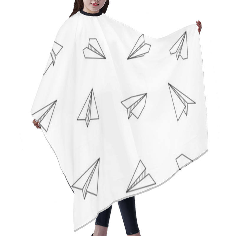 Personality  Paper Airplane Vector Icon. Doodle Outline Hair Cutting Cape