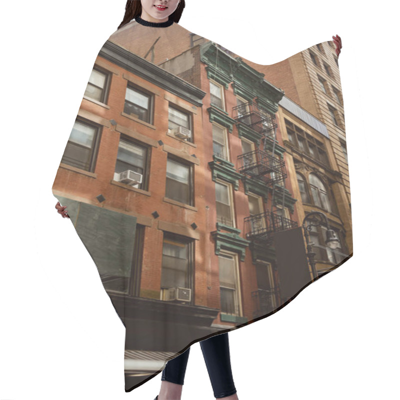 Personality  Vintage Architecture Of New York City, Red Brick House With Fire Escape Stairs In Downtown Hair Cutting Cape