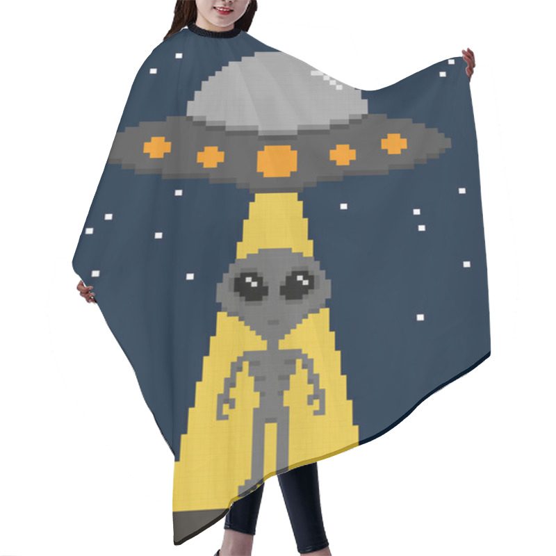 Personality  Pixel Art Alien Invasion On Earth Hair Cutting Cape