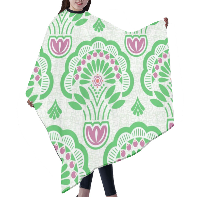 Personality  Blooming Flamboyant Flowery. Modern Stylized Floral Geometric With Texture Represents Blooming Spring Nature, Greenery, Plant Life, Growing Plants, Lush Green Vegetation In Summer. For Variety Of Print Paper Projects And Digital Realm. Hair Cutting Cape