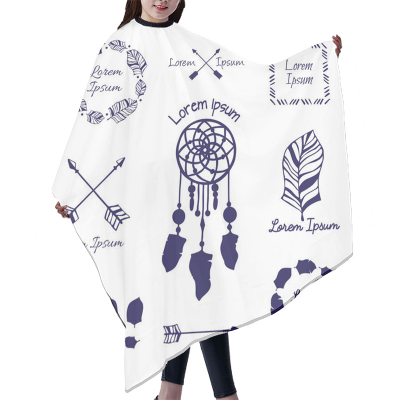 Personality  Vector Hand Drawn Tribal Elements Hair Cutting Cape