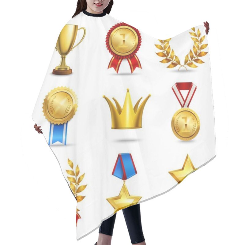 Personality  Realistic Award Icons Set Hair Cutting Cape