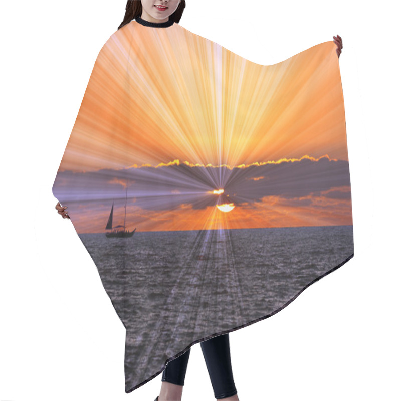 Personality  Sailboat Sunset Journey Hair Cutting Cape