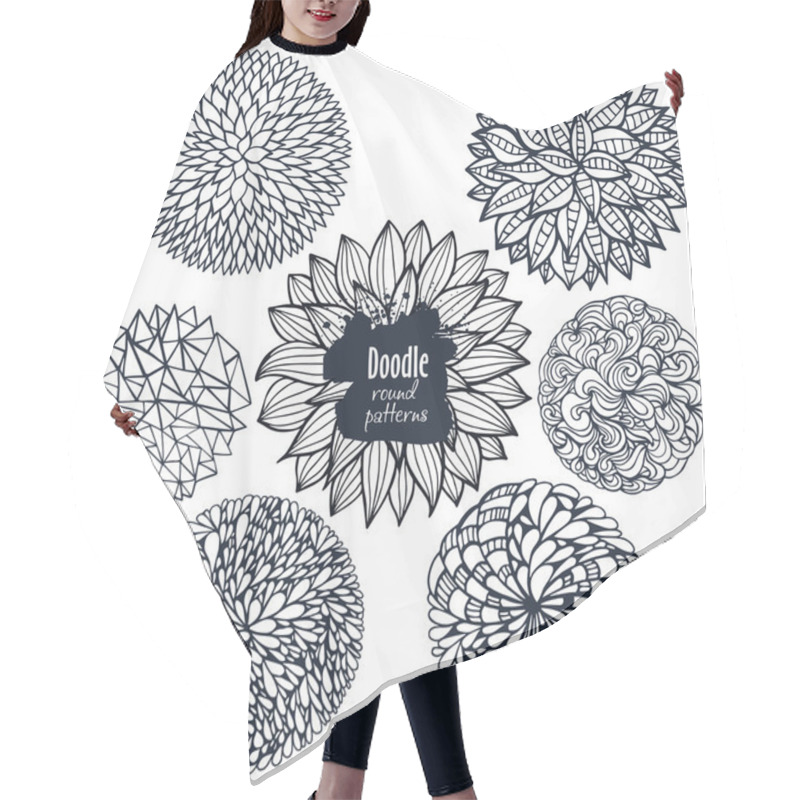 Personality  Set Of Sketchy Doodle Decorative Flowers And Curves Hair Cutting Cape