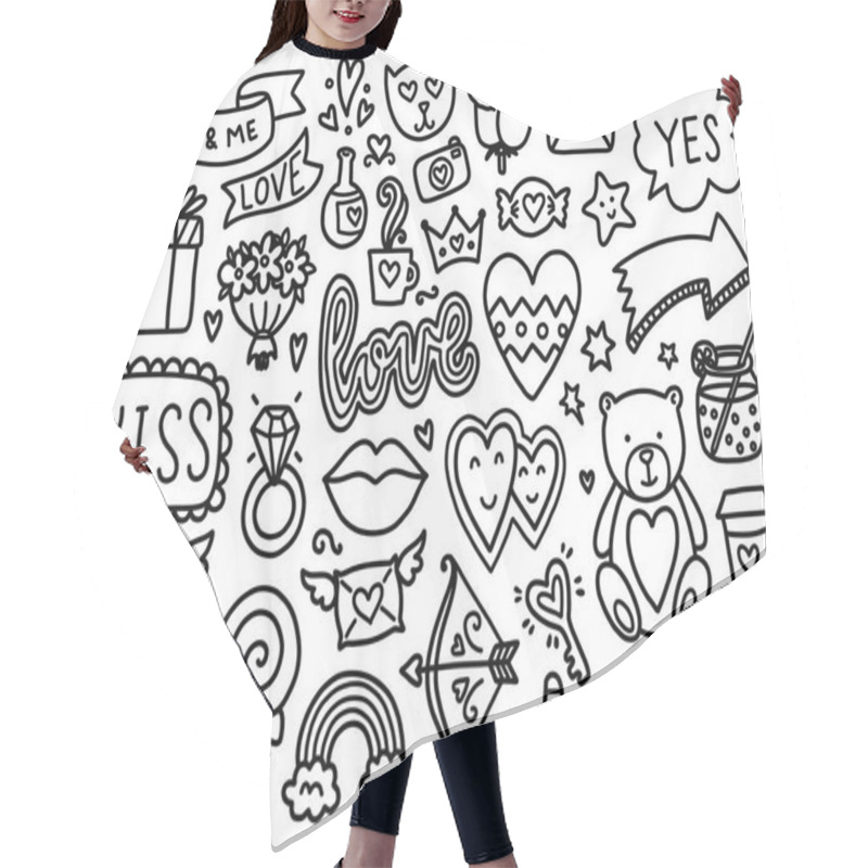 Personality  Doodles Cute Valentines Elements Hair Cutting Cape