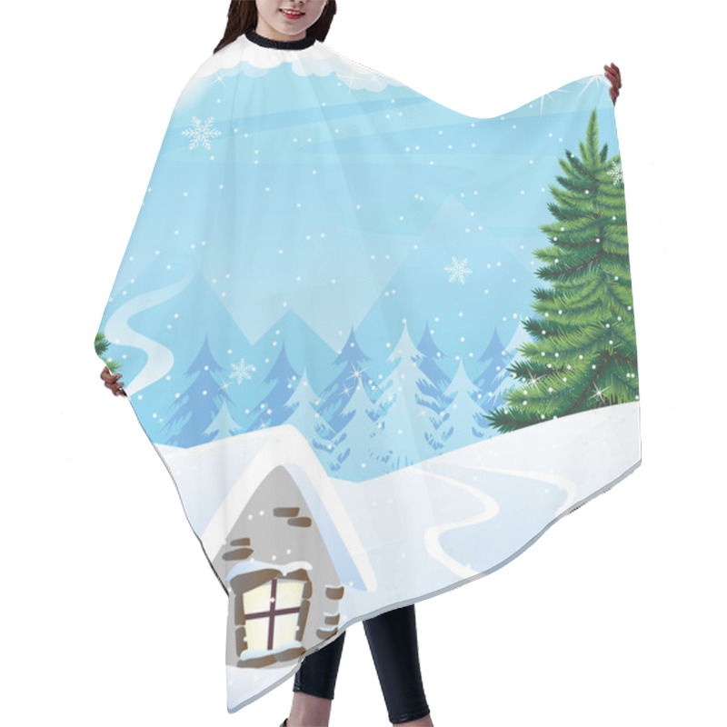 Personality  Winter Mountain Landscape Hair Cutting Cape