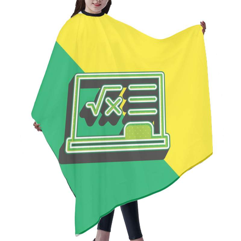 Personality  Blackboard Green And Yellow Modern 3d Vector Icon Logo Hair Cutting Cape