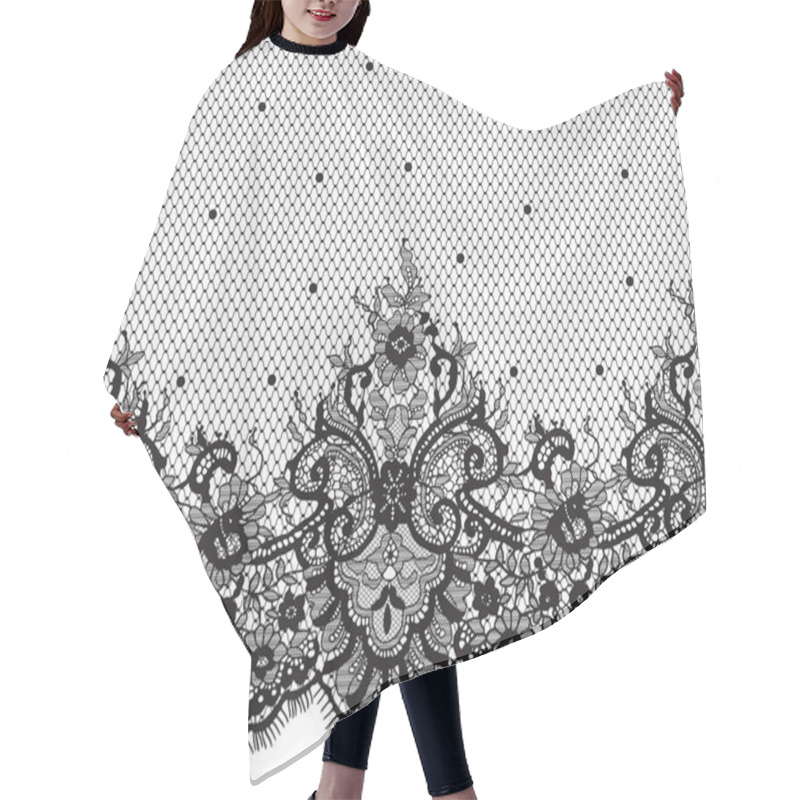 Personality  Seamless Black Vector Lace Pattern Hair Cutting Cape