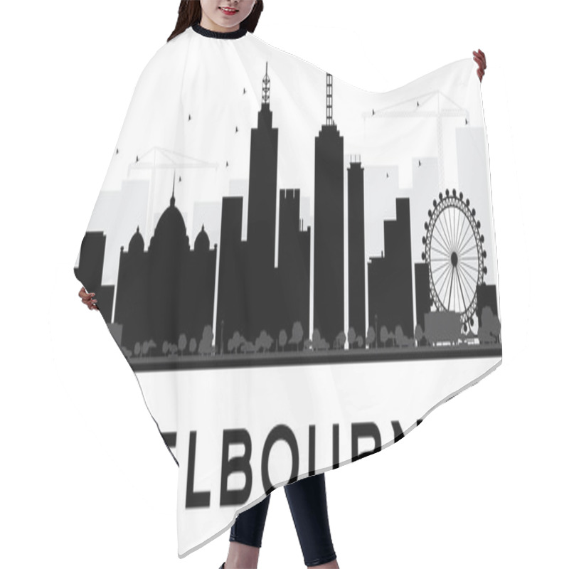 Personality  Melbourne City Skyline Black And White Silhouette. Hair Cutting Cape