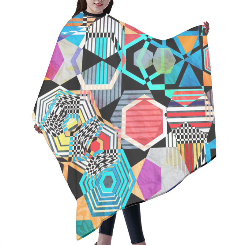 Personality  Geometric Ornament Polygons Hair Cutting Cape