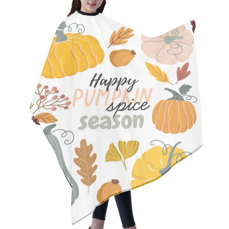 Personality  Autumn Card With Pumpkins, Autumn Leaves, Branches And Berries Hair Cutting Cape