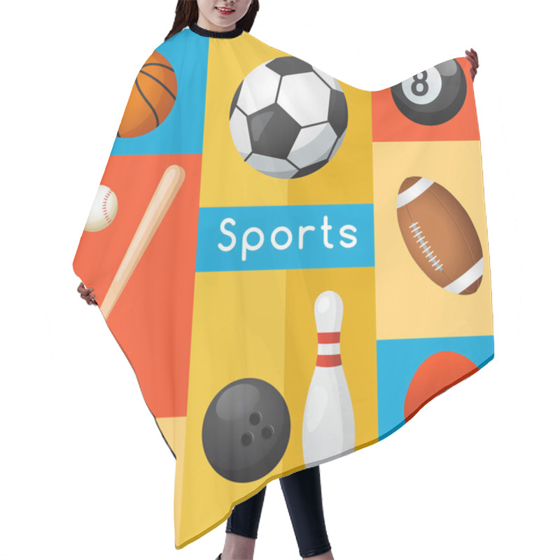 Personality  Sport Lover Set With Sport Equipment  Hair Cutting Cape