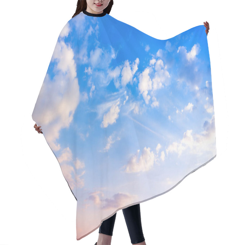 Personality  Beautiful Bright Blue Sky With The Fluffly Clouds Hair Cutting Cape