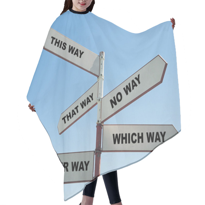 Personality  Arrow Sign Post With Direction Of Ways Hair Cutting Cape