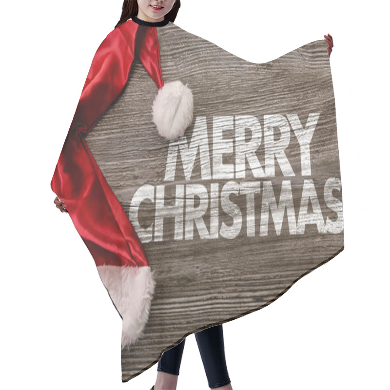 Personality  Santa Hat With Sign Merry Christmas Hair Cutting Cape