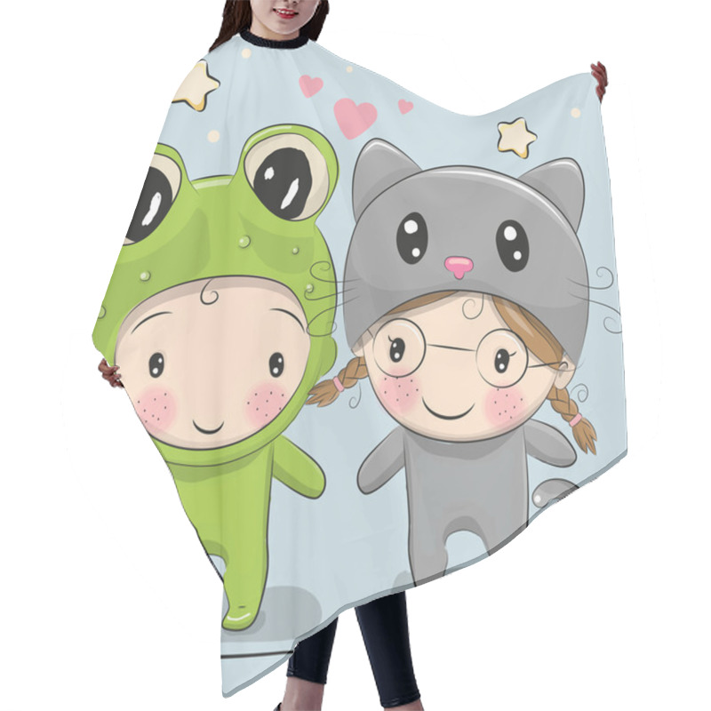 Personality  Cute Cartoon Boy And Girl Hair Cutting Cape