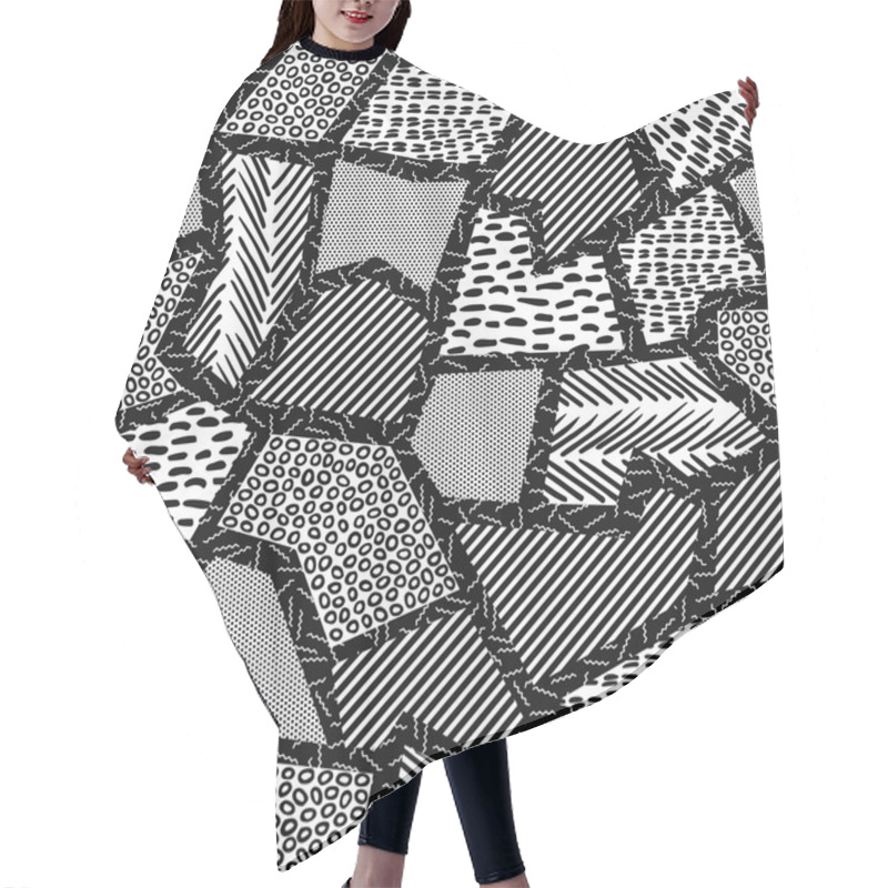 Personality  Geometry Retro Seamless Pattern In Black And White Hair Cutting Cape