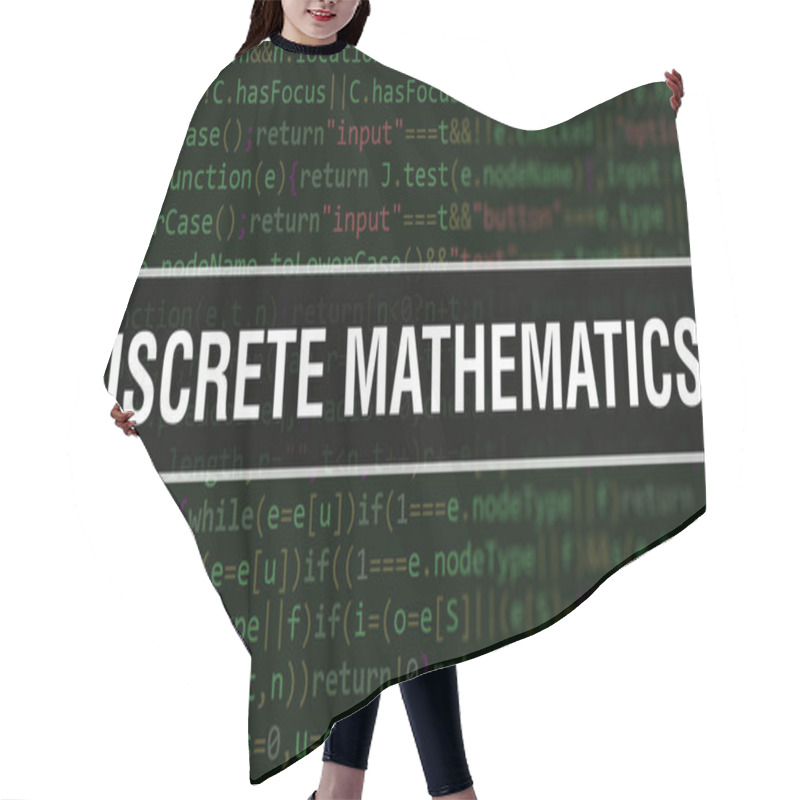 Personality  Discrete Mathematics Text Written On Programming Code Abstract Technology Background Of Software Developer And Computer Script. Discrete Mathematics Concept Of Code On Computer Monitor. Codin Hair Cutting Cape