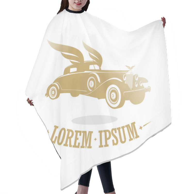 Personality  Gold Retro Car With Wings Logo. Hair Cutting Cape