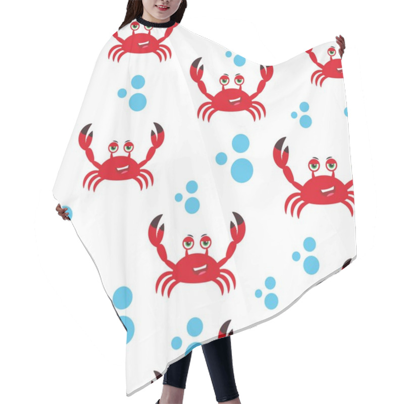 Personality  Marine Seamless Pattern With Cute Cartoon Crab Hair Cutting Cape