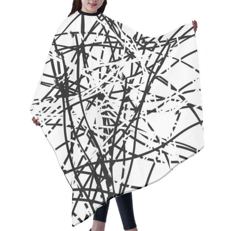 Personality  Abstract Art With Deformation, Distortion Effect On Random Lines Hair Cutting Cape