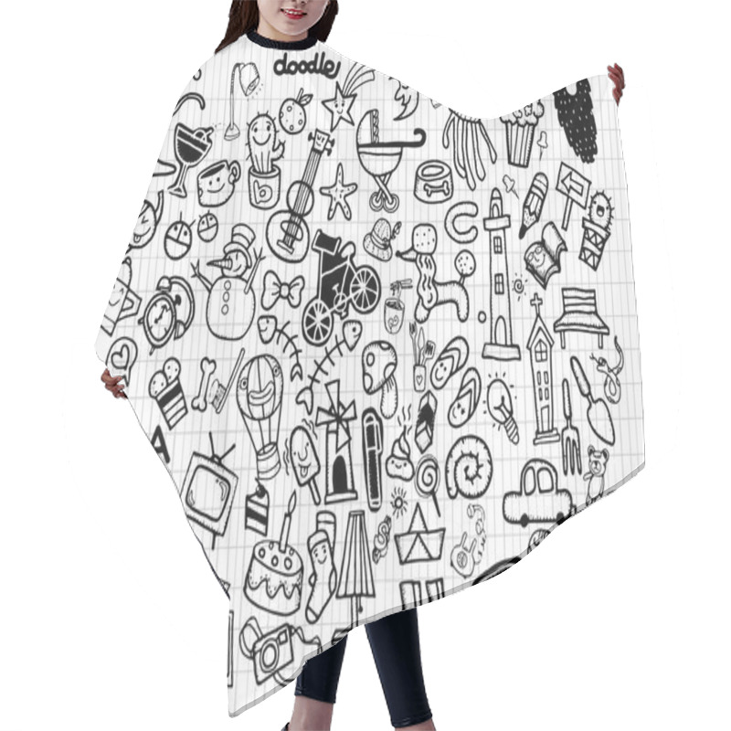 Personality   Big Vector Doodle Icons Universal Set Hair Cutting Cape