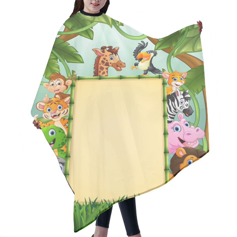 Personality  Illustration Of Animals With The Bamboo Blank Sign Hair Cutting Cape