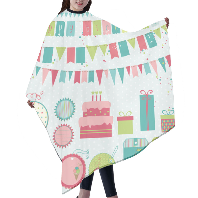 Personality  Retro Birthday Celebration Design Elements - For Scrapbook Hair Cutting Cape