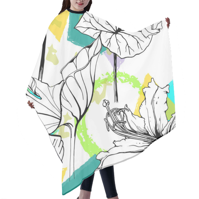 Personality  Floral Geometric Print Tropical Jungle Leaf Brush Hair Cutting Cape