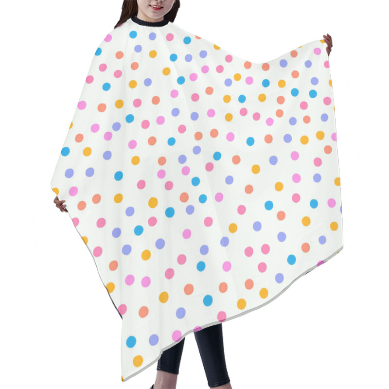 Personality  Abstract Seamless Pattern With Hand Drawn Small Dots. Vector Polka Dot Texture. Cute And Simple Background With Multicolored Chaotic Dots Hair Cutting Cape