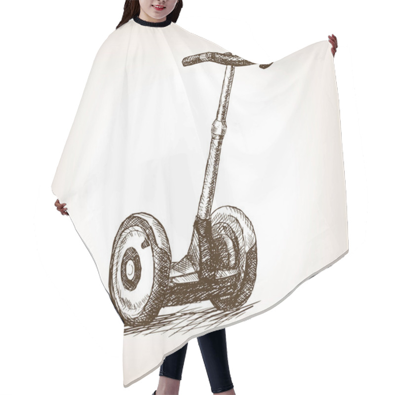 Personality  Electric Vehicle Hand Drawn Sketch Style Vector Hair Cutting Cape