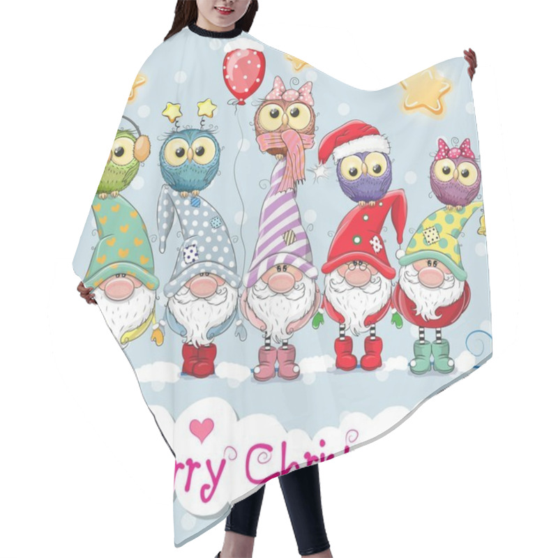 Personality  Five Gnomes And Five Owls Hair Cutting Cape