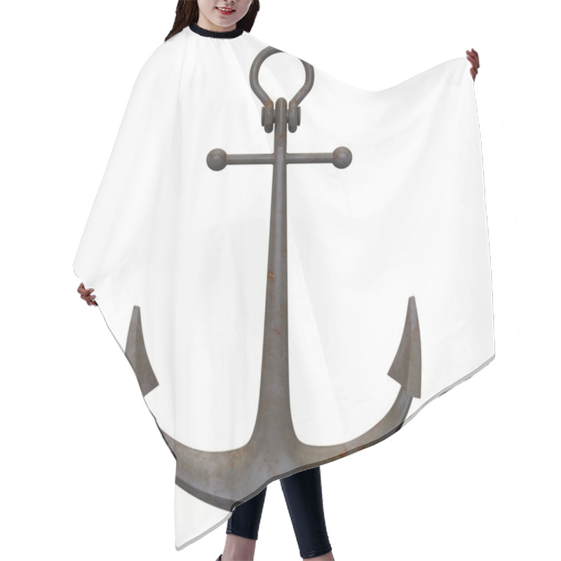 Personality  Metal Rusty Sea Anchor On A White Background Hair Cutting Cape