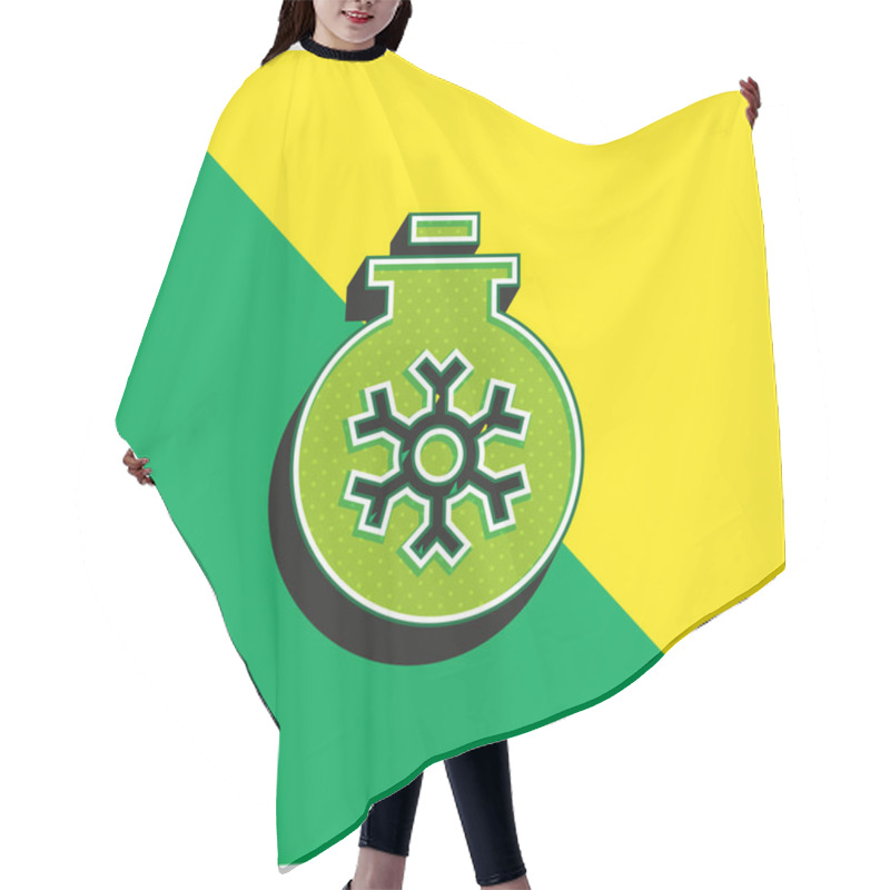 Personality  Bauble Green And Yellow Modern 3d Vector Icon Logo Hair Cutting Cape