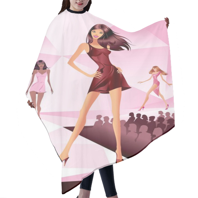 Personality  Fashion Models Represent New Collection - Vector Illustration Hair Cutting Cape