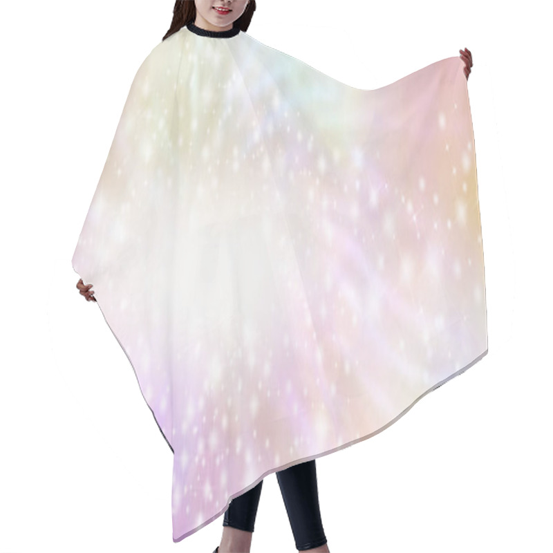 Personality  Flowing Peach Ethereal Special Announcement Background Banner - Multicoloured Feminine Banner With A Soft Blur White Oval On Left For Copy And Trails Of Sparkles And Glitter Rotating Around Hair Cutting Cape